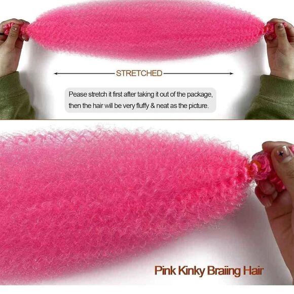 KYNLEY 12 Inch Pink Spring Twist Hair 2 Packs Springy Afro Twist Hair - Picture 3 of 4